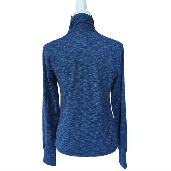 Blue Space Dye Asymmetrical Zipper Athletic Activewear Jacket LARGE Blue - Picture 9 of 13